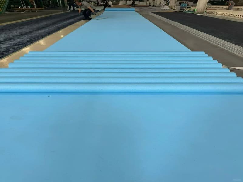 Chemical resistance testing on vinyl flooring samples